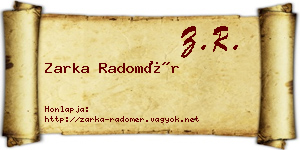 Zarka Radomér névjegykártya